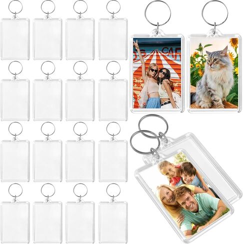Baaxxango 16 PCS Acrylic Photo Frame Keyring,3.35 X 2 Inch/8.5 X 5 cm Personalized Keychains,Clear Picture Keychain as Gift,Suit for Artwork,Photocard Holder in Saudi Arabia