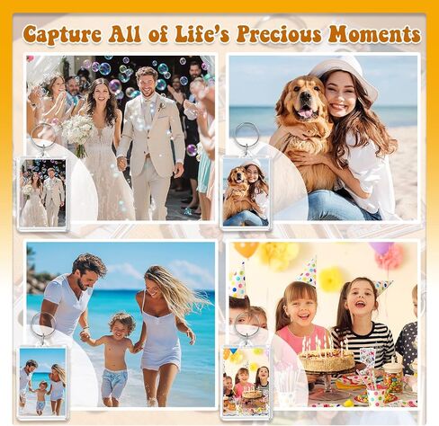 Baaxxango 16 PCS Acrylic Photo Frame Keyring,3.35 X 2 Inch/8.5 X 5 cm Personalized Keychains,Clear Picture Keychain as Gift,Suit for Artwork,Photocard Holder in Saudi Arabia