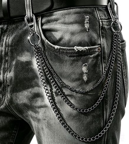 Multi-Layer Triple Layered Wallet Chain, Gothic Punk Hip Hop Pant Chain for Men Women Streetwear in Saudi Arabia