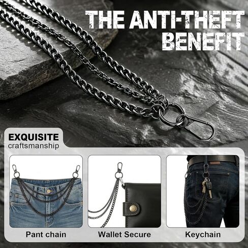Multi-Layer Triple Layered Wallet Chain, Gothic Punk Hip Hop Pant Chain for Men Women Streetwear in Saudi Arabia