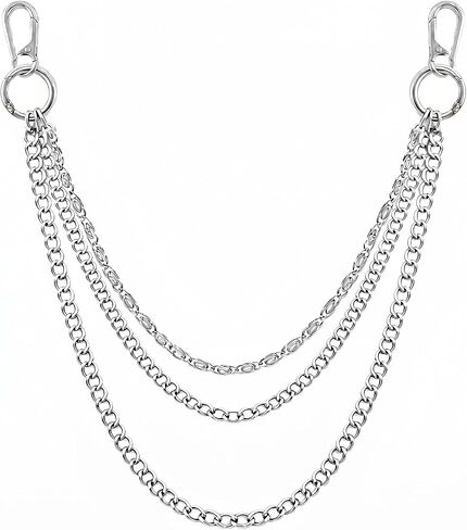 Multi-Layer Triple Layered Wallet Chain, Gothic Punk Hip Hop Pant Chain for Men Women Streetwear in Saudi Arabia