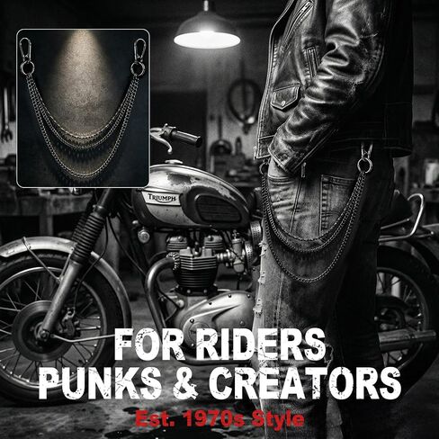 Multi-Layer Triple Layered Wallet Chain, Gothic Punk Hip Hop Pant Chain for Men Women Streetwear in Saudi Arabia