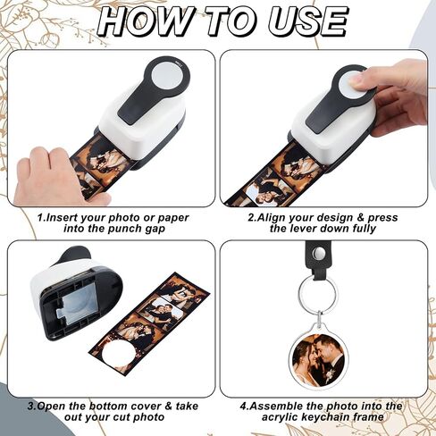 30 Set Circle Punch Photo Keychain DIY Kit Include 35mm Circle Cutter Station and 30 Pack PU Leather 1.4" Double Sided Round Acrylic Frame Photo Keychains for Wedding Birthday Party Favors in Kuwait