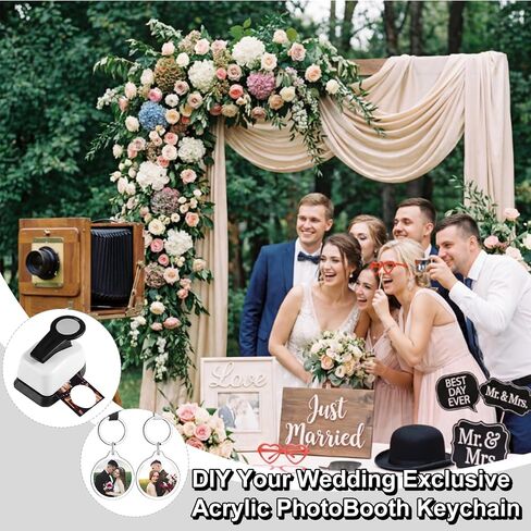 30 Set Circle Punch Photo Keychain DIY Kit Include 35mm Circle Cutter Station and 30 Pack PU Leather 1.4" Double Sided Round Acrylic Frame Photo Keychains for Wedding Birthday Party Favors in Kuwait