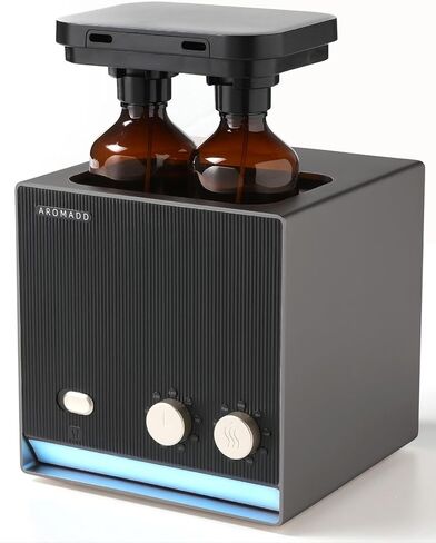 Aromadd Smart Waterless Essential Oil Diffuser with Dual Nozzle, Cold Air Tech Scent Air Machine with 8 Timer Settings, 9 Mist Levels, Hotel Collection Diffuser for Home & Office (Black Titanium) in Saudi Arabia