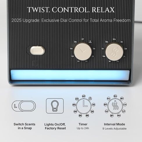 Aromadd Smart Waterless Essential Oil Diffuser with Dual Nozzle, Cold Air Tech Scent Air Machine with 8 Timer Settings, 9 Mist Levels, Hotel Collection Diffuser for Home & Office (Black Titanium) in Saudi Arabia