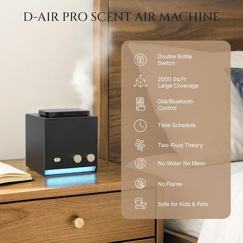 Aromadd Smart Waterless Essential Oil Diffuser with Dual Nozzle, Cold Air Tech Scent Air Machine with 8 Timer Settings, 9 Mist Levels, Hotel Collection Diffuser for Home & Office (Black Titanium) in Saudi Arabia