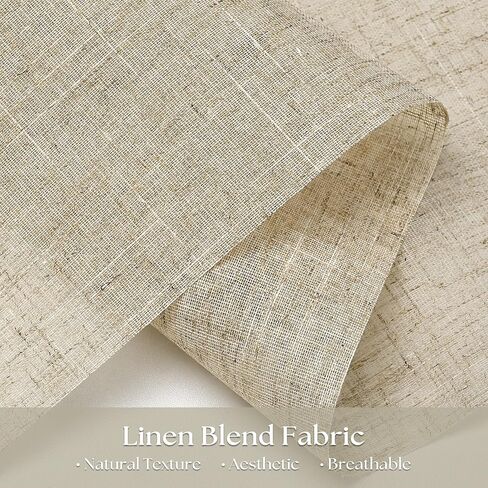 Linen Light Filtering Roller Shades for Living Room Dining Window Cordless Free-Stop Blinds with Valance Natural Beige Tan Linen Flax Shades Blinds for Indoor Bathroom Windows Bedroom 34" W x 72" H in Saudi Arabia