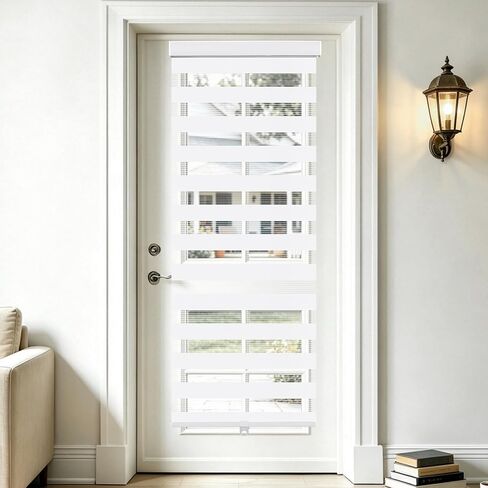 SEEYE Cordless Zebra Blinds for Window, French Door Blinds Free-Stop Roller Window Shades with Valance 40" W x 90" H, Light Filtering Window Treatment Sheer Blinds & Shades Easy to Install, White in Saudi Arabia