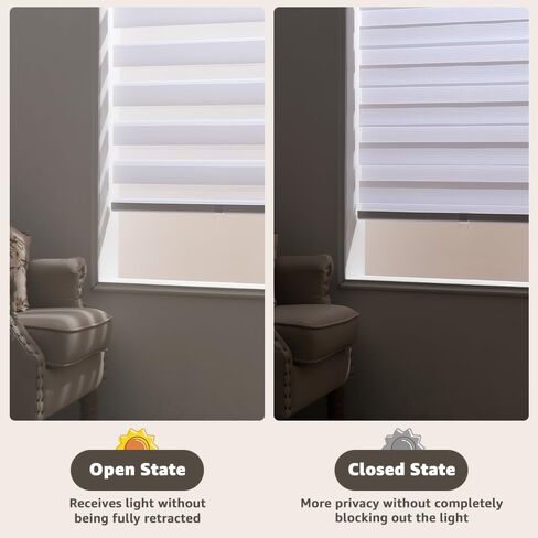 SEEYE Cordless Zebra Blinds for Window, French Door Blinds Free-Stop Roller Window Shades with Valance 40" W x 90" H, Light Filtering Window Treatment Sheer Blinds & Shades Easy to Install, White in Saudi Arabia