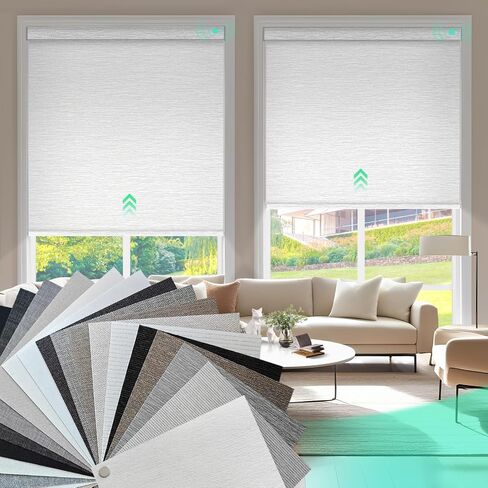 HeyBlinds Motorized Blinds with Remote, Blackout Smart Blinds, Automatic Shades for Windows, Electric Window Coverings(Blackout Roller Shades Fabric Samples Multicolor) in Saudi Arabia