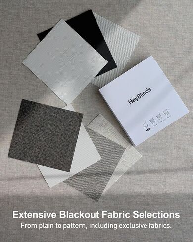 HeyBlinds Motorized Blinds with Remote, Blackout Smart Blinds, Automatic Shades for Windows, Electric Window Coverings(Blackout Roller Shades Fabric Samples Multicolor) in Saudi Arabia