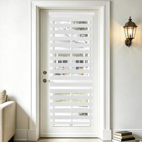 SEEYE Cordless Zebra Blinds for Window, French Door Blinds Free-Stop Roller Window Shades with Valance 30" W x 72" H, 95% Blackout Window Treatment Sheer Blinds & Shades Easy to Install, White in Saudi Arabia