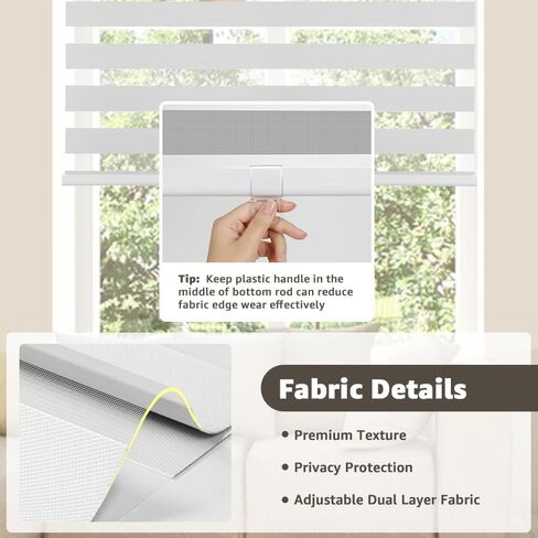 SEEYE Cordless Zebra Blinds for Window, French Door Blinds Free-Stop Roller Window Shades with Valance 30" W x 72" H, 95% Blackout Window Treatment Sheer Blinds & Shades Easy to Install, White in Saudi Arabia