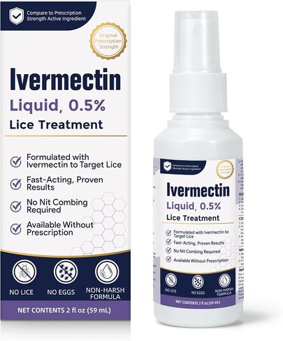 Ivermectin Liquid 0.5% Lice Treatment for Adults (2 Fl Oz), Fast-Acting, Prescription Strength Head Lice & Egg Treatment, Topical Liquid Formula, for Adults in Saudi Arabia
