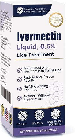 Ivermectin Liquid 0.5% Lice Treatment for Adults (2 Fl Oz), Fast-Acting, Prescription Strength Head Lice & Egg Treatment, Topical Liquid Formula, for Adults in Saudi Arabia