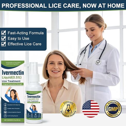 lvermect Liquid for Adults (2 Fl Oz), Lightweight Hair, Fast-Apply Topical Liquid Formula, for Head Lice & Egg Care in Saudi Arabia