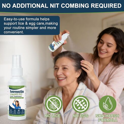 lvermect Liquid for Adults (2 Fl Oz), Lightweight Hair, Fast-Apply Topical Liquid Formula, for Head Lice & Egg Care in Saudi Arabia
