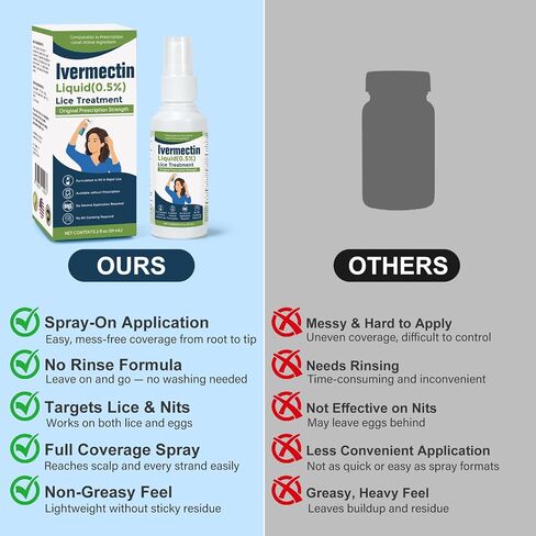 lvermect Liquid for Adults (2 Fl Oz), Lightweight Hair, Fast-Apply Topical Liquid Formula, for Head Lice & Egg Care in Saudi Arabia