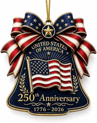 250 Anniversary USA Merchandise Ornament, Wooden 3 Layers Bell Patriotic Ornaments, 4th of July Decorations, USA 250th Anniversary Merchandise, 250th America Birthday Gifts, 4th of July Gifts in Kuwait