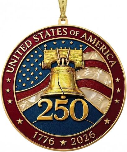 250 Anniversary USA Merchandise Ornament, Wooden 3 Layers Bell Patriotic Ornaments, 4th of July Decorations, USA 250th Anniversary Merchandise, 250th America Birthday Gifts, 4th of July Gifts in Kuwait