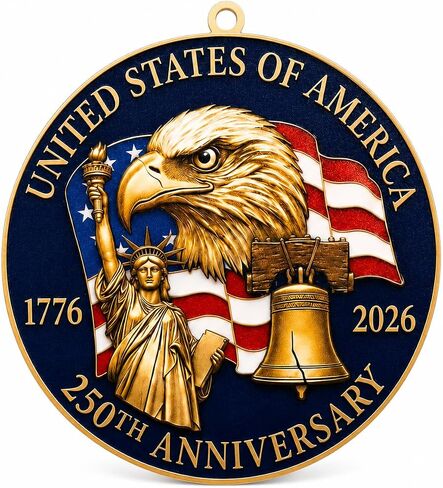 250 Anniversary USA Merchandise Ornament, Wooden 3 Layers Bell Patriotic Ornaments, 4th of July Decorations, USA 250th Anniversary Merchandise, 250th America Birthday Gifts, 4th of July Gifts in Kuwait