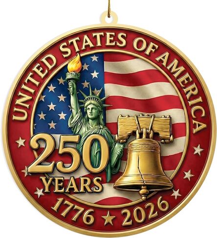 250 Anniversary USA Merchandise Ornament, Wooden 3 Layers Bell Patriotic Ornaments, 4th of July Decorations, USA 250th Anniversary Merchandise, 250th America Birthday Gifts, 4th of July Gifts in Kuwait