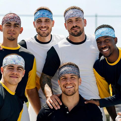 Cuffbow 6 Pcs Baseball Camo Headbands for Women Men, Wide Elastic Sweatband Non-Slip Sports Headband Softball Game Day Hair Accessories Baseball Mom Team Gifts Workout Yoga Running Bandana in Kuwait