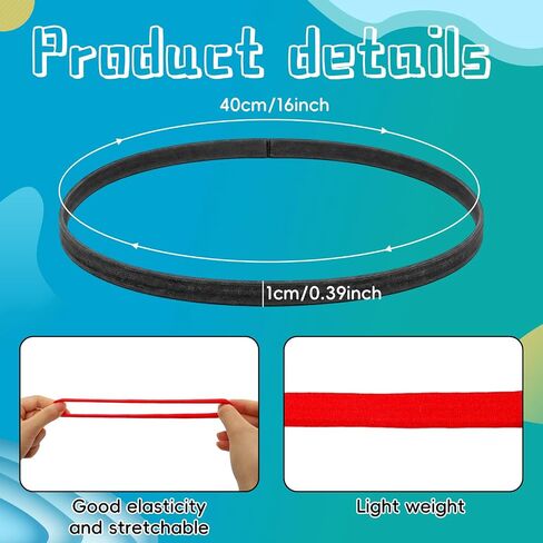 20 PCS Elastic Thin Headbands Elastic Single Slim Sweatbands Stretchy Thin Hair Bands Non Slip Workout Headband Bright Sports Athletic Hairbands for Women Men 12 Colors in Saudi Arabia