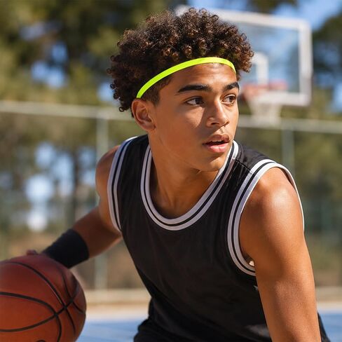 20 PCS Elastic Thin Headbands Elastic Single Slim Sweatbands Stretchy Thin Hair Bands Non Slip Workout Headband Bright Sports Athletic Hairbands for Women Men 12 Colors in Saudi Arabia