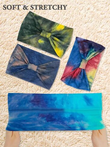 Wide Headbands for Women 4 Pack Knotted Headband for Womens Head Wraps Stretchy Hair Accessories in Kuwait