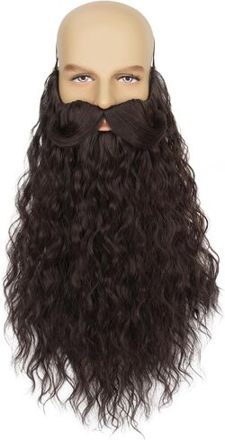 Long Fake Mustache and Beard for Men Wizard Classic False Facial Hair Costume Accessory for Halloween Party in Saudi Arabia