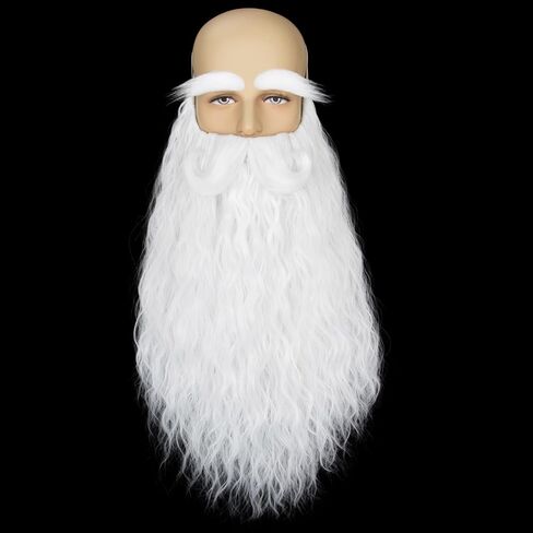 Long Fake Mustache and Beard for Men Wizard Classic False Facial Hair Costume Accessory for Halloween Party in Saudi Arabia
