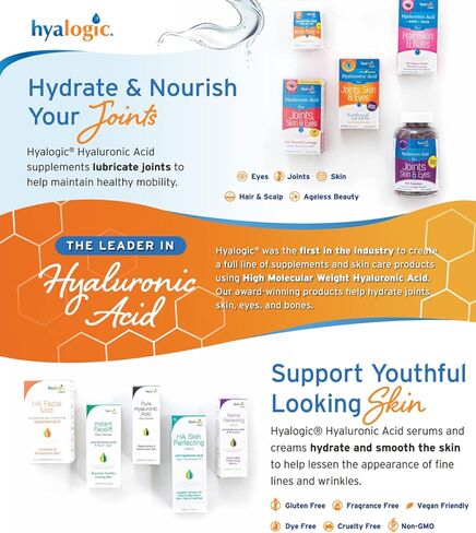 Hyalogic Hyaluronic Acid 120 mg Delayed Release Capsules | Combo Formula w/Glucosamine MSM | Support Healthy Joints, Eyes and Skin and Overall Body | Promote Healthy Skin | Non-GMO (30 Count) in Kuwait
