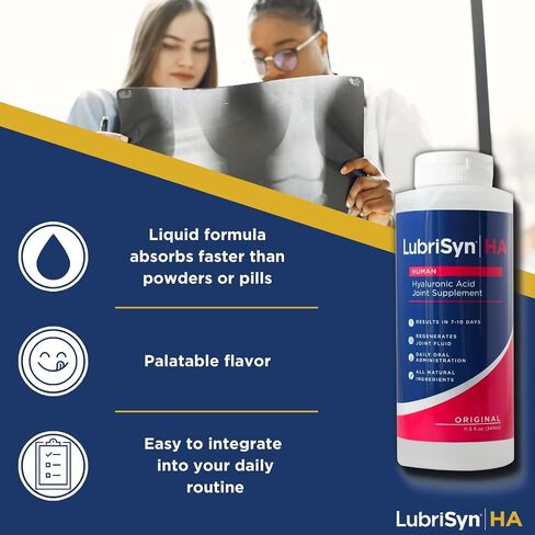 LubriSyn HA Human Liquid Hyaluronic Acid Joint Supplement, Oral HA for People, Supports Healthy Knees, Hips & Joint Function for Men & Women, Original Flavor, 30-Day Supply, 11.5 oz in Kuwait