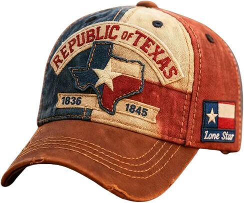 Texas Republic Cap, Vintage Distressed Washed Cotton Lone Star Texas Flag Map Embroidery Dad Hat Adjustable Cowboy Trucker Caps Outdoor Sun Hats for Men Women in Kuwait