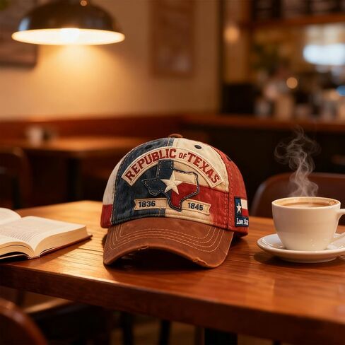 Texas Republic Cap, Vintage Distressed Washed Cotton Lone Star Texas Flag Map Embroidery Dad Hat Adjustable Cowboy Trucker Caps Outdoor Sun Hats for Men Women in Kuwait