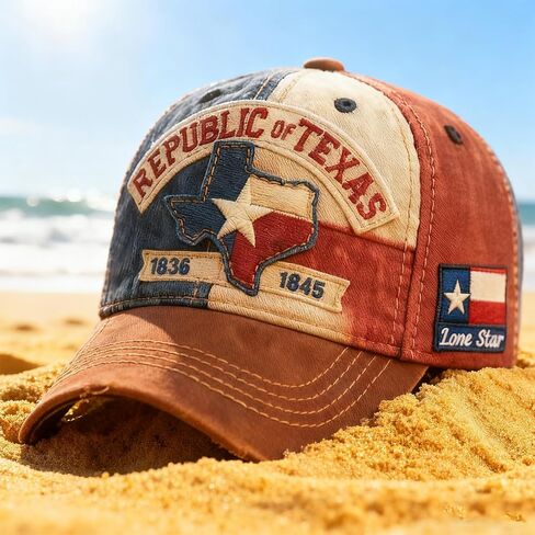 Texas Republic Cap, Vintage Distressed Washed Cotton Lone Star Texas Flag Map Embroidery Dad Hat Adjustable Cowboy Trucker Caps Outdoor Sun Hats for Men Women in Kuwait