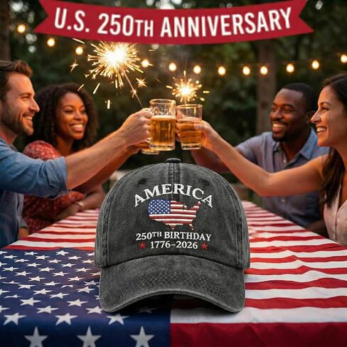 BINTEHGS Embroidered 250 Anniversary USA Hat 1776-2026 250th Anniversary Cap American Flag Adjustable 4th of July hat in Saudi Arabia