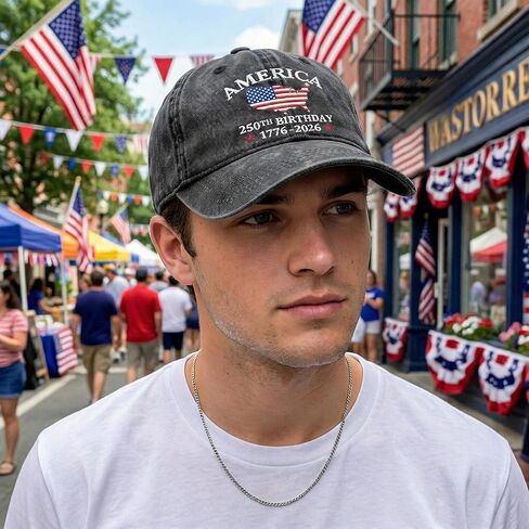 BINTEHGS Embroidered 250 Anniversary USA Hat 1776-2026 250th Anniversary Cap American Flag Adjustable 4th of July hat in Saudi Arabia
