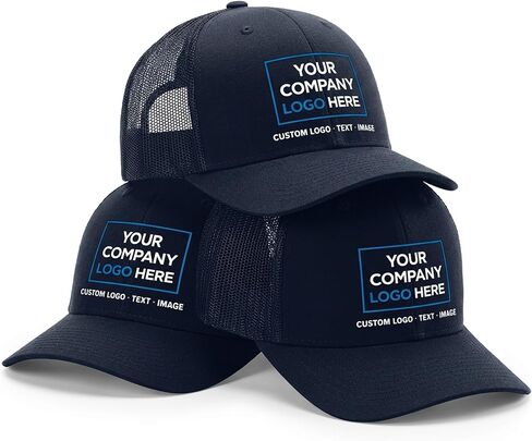 Custom 3 Pack of 6-Panel Trucker Caps, Embroidered or Printed Logo, Adjustable Snapback Bundle, Unisex Adult Workwear Hat PMFG in Saudi Arabia