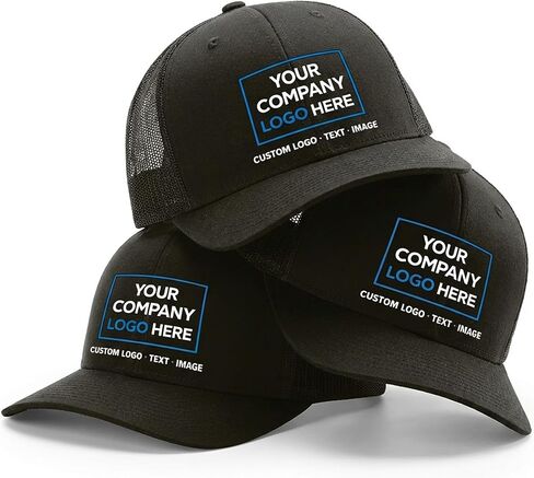 Custom 3 Pack of 6-Panel Trucker Caps, Embroidered or Printed Logo, Adjustable Snapback Bundle, Unisex Adult Workwear Hat PMFG in Saudi Arabia