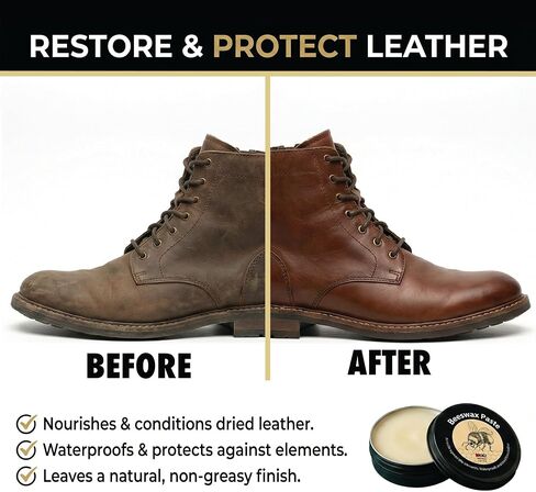 JobSite Beeswax Paste - Bees Wax Leather Conditioner - Leather Waterproofing Wax Protects & Restores Boots, Shoes & Leather Articles - 3 oz in Saudi Arabia
