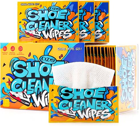 COZGO Shoe Cleaner Wipes, Shoe Cleaning Wipes for Sneakers, Leather, Canvas, Portable On-the-Go Shoe Care for Stain Removal in Saudi Arabia