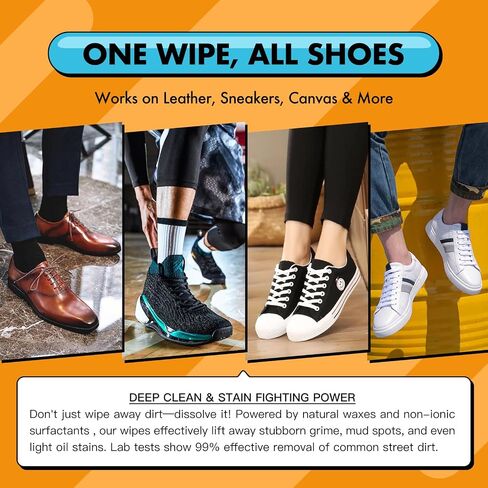 COZGO Shoe Cleaner Wipes, Shoe Cleaning Wipes for Sneakers, Leather, Canvas, Portable On-the-Go Shoe Care for Stain Removal in Saudi Arabia