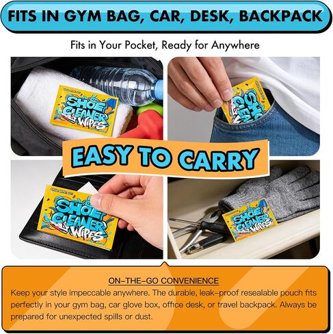 COZGO Shoe Cleaner Wipes, Shoe Cleaning Wipes for Sneakers, Leather, Canvas, Portable On-the-Go Shoe Care for Stain Removal in Saudi Arabia