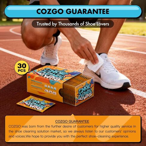 COZGO Shoe Cleaner Wipes, Shoe Cleaning Wipes for Sneakers, Leather, Canvas, Portable On-the-Go Shoe Care for Stain Removal in Saudi Arabia