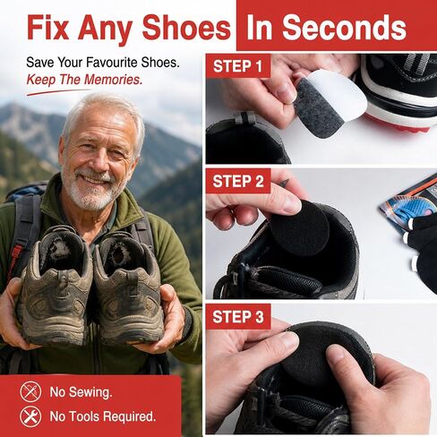aZengear Shoe Heel Repair & Big Toe Hole Preventer Patch Kit: Stick-On, Strong Adhesive, Rip-Stop, Soft Suede, 4 Pairs Multi-Size for Sneakers, Boots, High Heels - Extends Shoe Life in Kuwait