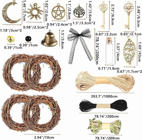 69 Pcs Witch Bells DIY Kit Decor Door Knob Hanging Witchcraft Protection Witchy Wind Chimes Wreath Decorations in Saudi Arabia