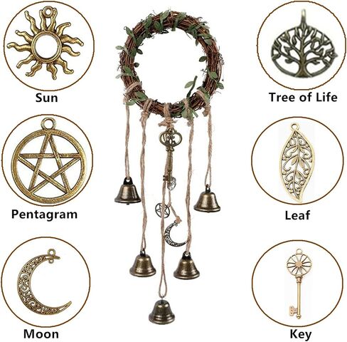 69 Pcs Witch Bells DIY Kit Decor Door Knob Hanging Witchcraft Protection Witchy Wind Chimes Wreath Decorations in Saudi Arabia